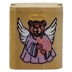 VTG 90s Noteworthy Angel Bear Rubber Stamp XM1245 1994 Christmas 1" Wood Mounted
